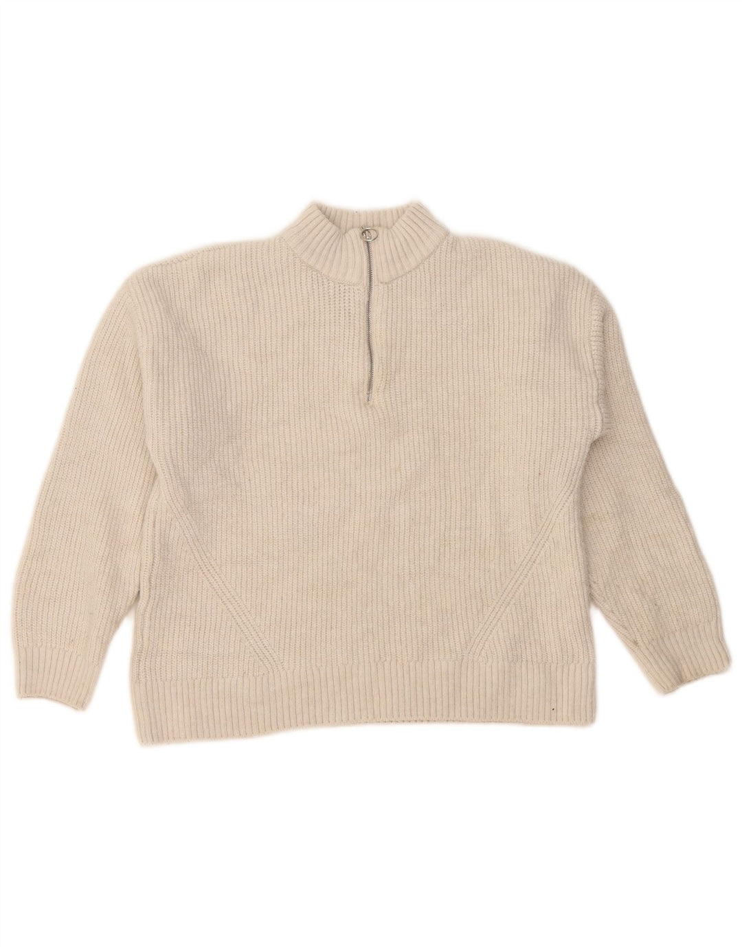 Marks & Spencer Damen-Pullover mit Reißverschluss am Hals, UK 14, Größe L, gebrochenes Weiß