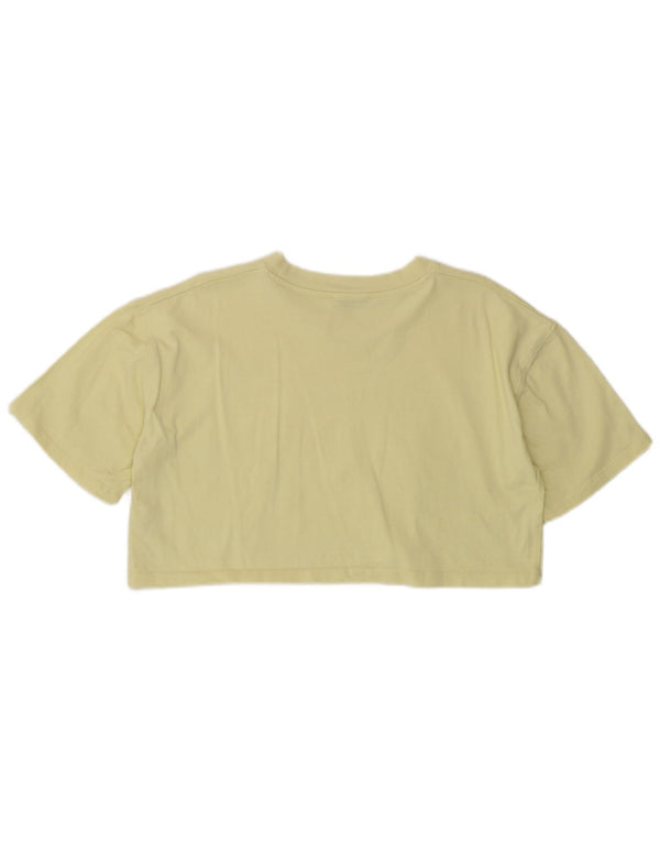Zara Damen Kurzarm-Crop-T-Shirt-Oberteil UK 12 Mittelgelbe Baumwolle