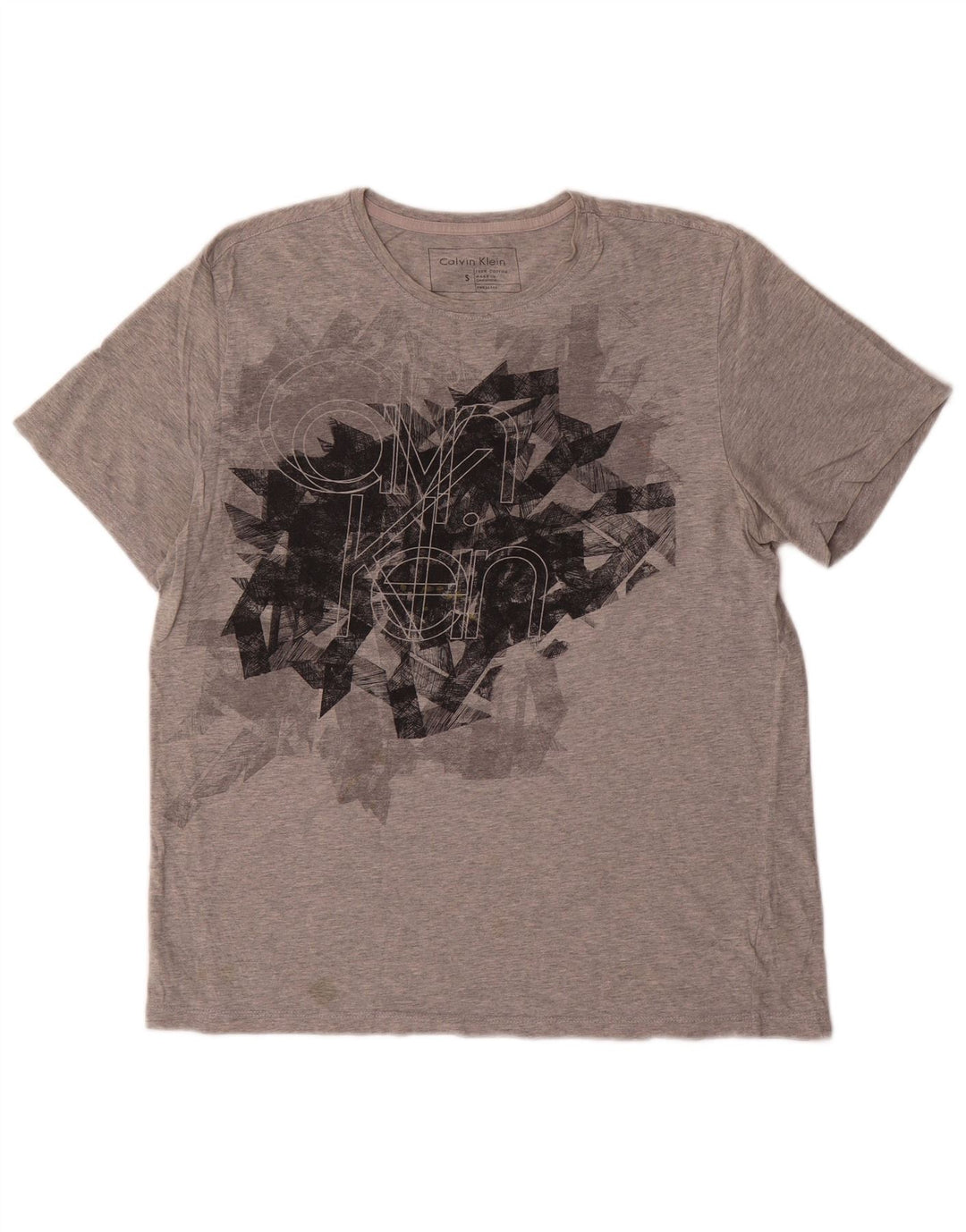 Calvin Klein Herren-T-Shirt mit Grafik, Größe S, graue Baumwolle