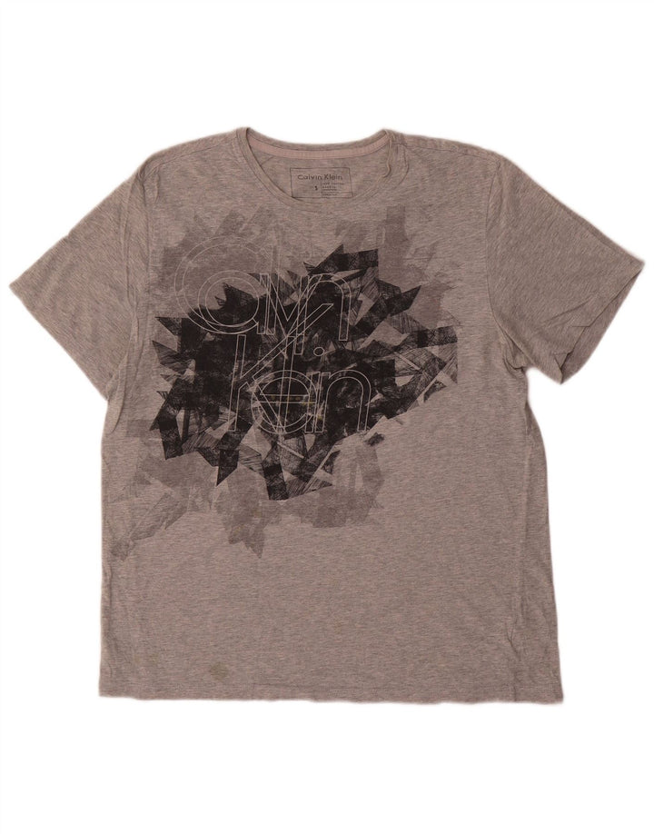 Calvin Klein Herren-T-Shirt mit Grafik, Größe S, graue Baumwolle