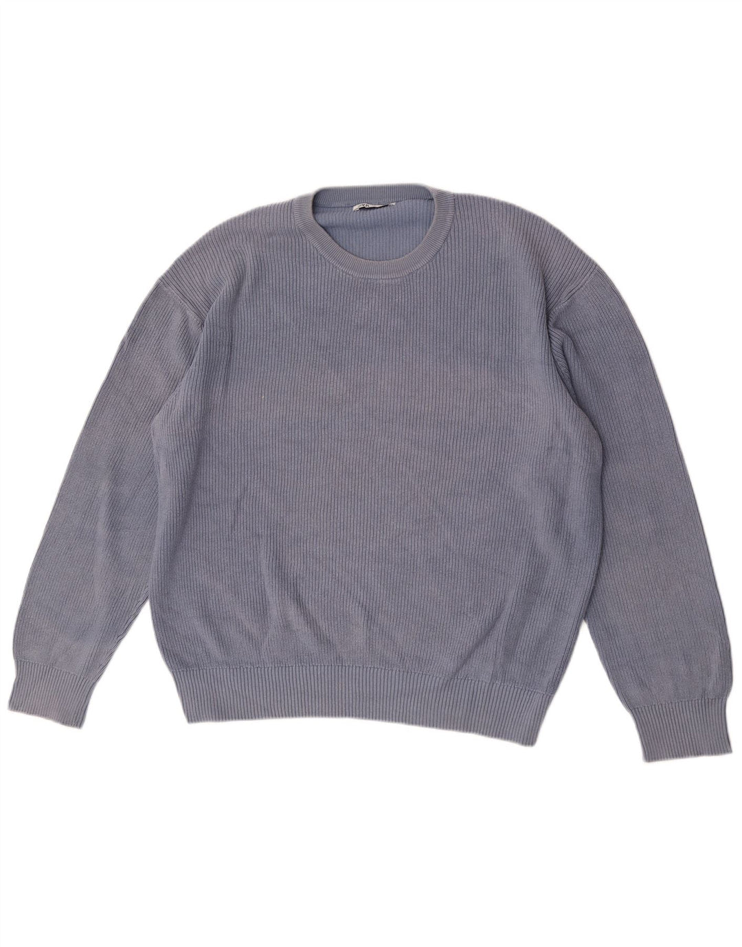 Zara Herren-Pullover mit Rundhalsausschnitt, groß, aus blauer Baumwolle