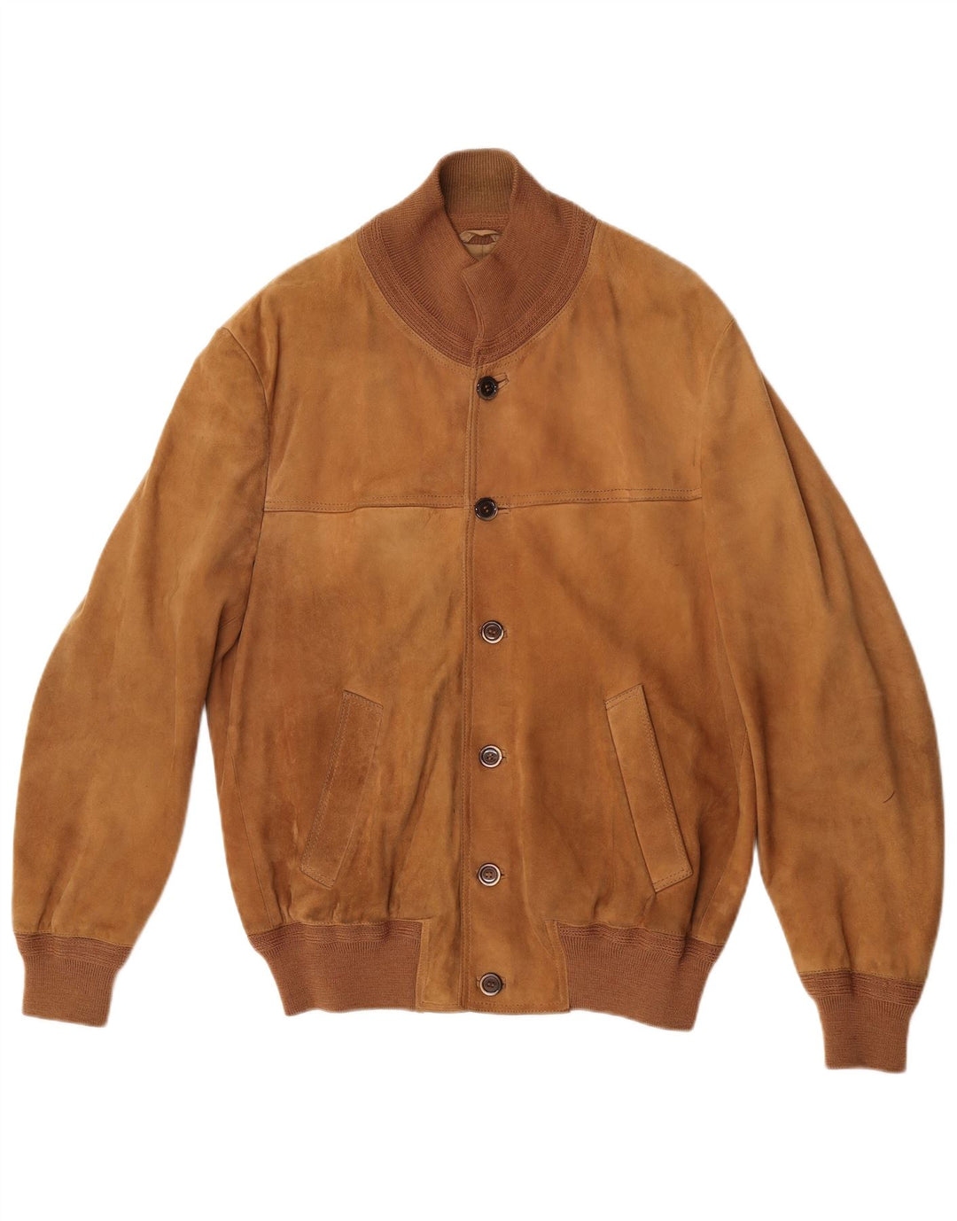 Vintage Herren Wildleder Bomberjacke UK 38 Mittelbraunes Leder
