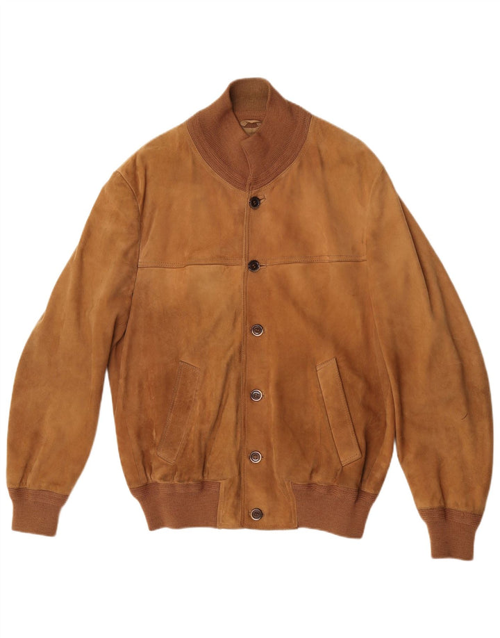 Vintage Herren Wildleder Bomberjacke UK 38 Mittelbraunes Leder