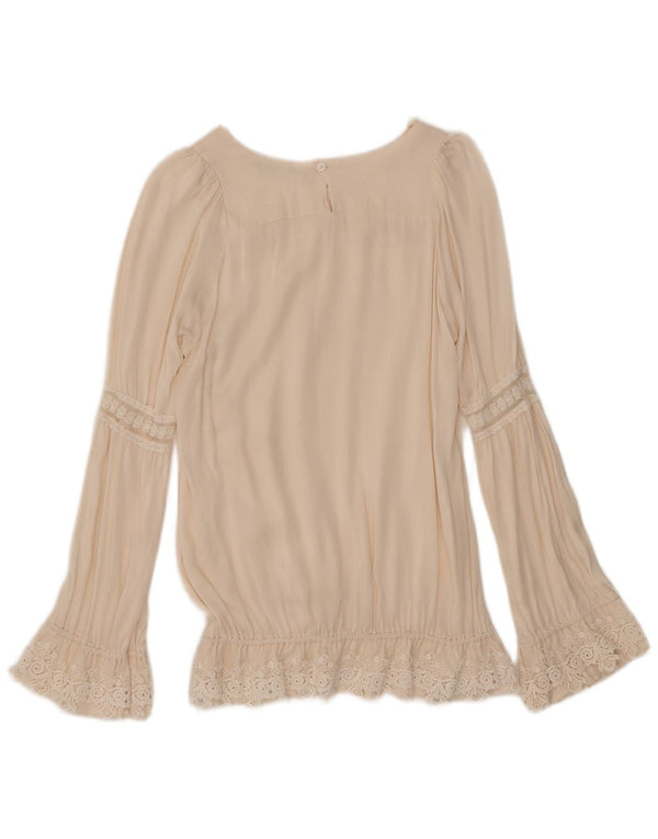 Vintage Damen LangarmBluse Top IT 40 Small Off White