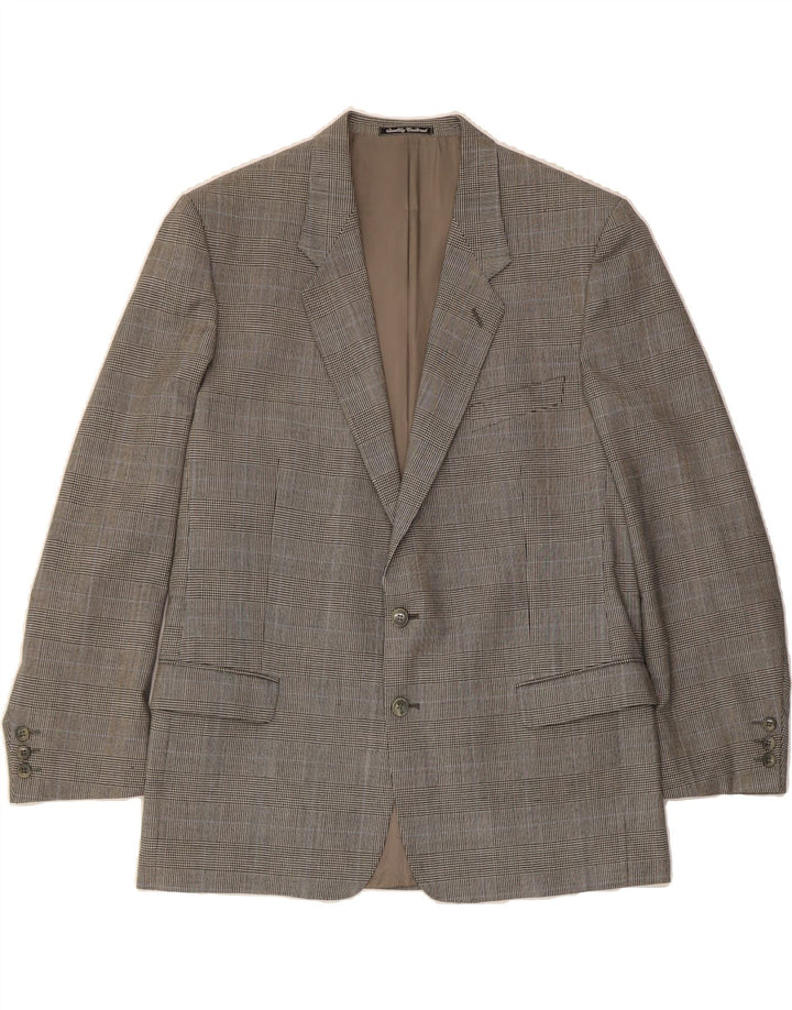 VINTAGE Mens 2 Button Blazer Jacket UK 40 Large Grey Check Wool Vintage Vintage and Second-Hand Vintage from Messina Hembry 