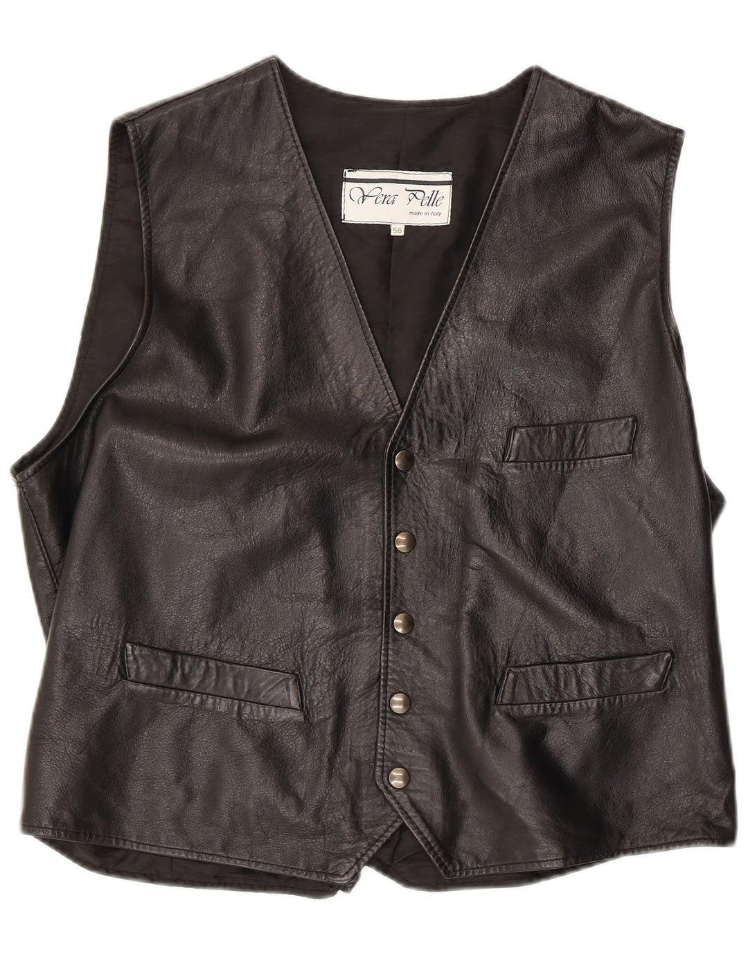 Vintage Herren Lederweste 3XL Schwarzes Leder