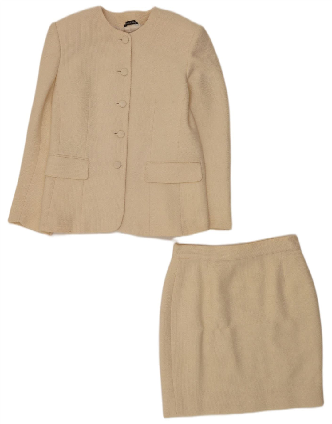 Andrea's Damen 5-Knopf-2-teiliges Rock-Set IT 46 Large W28 Beige Wolle
