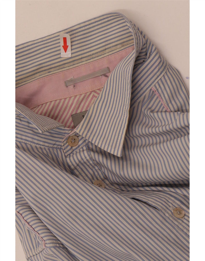 Ted Baker Herrenhemd, Größe 5 XL, blaue Nadelstreifen-Baumwolle
