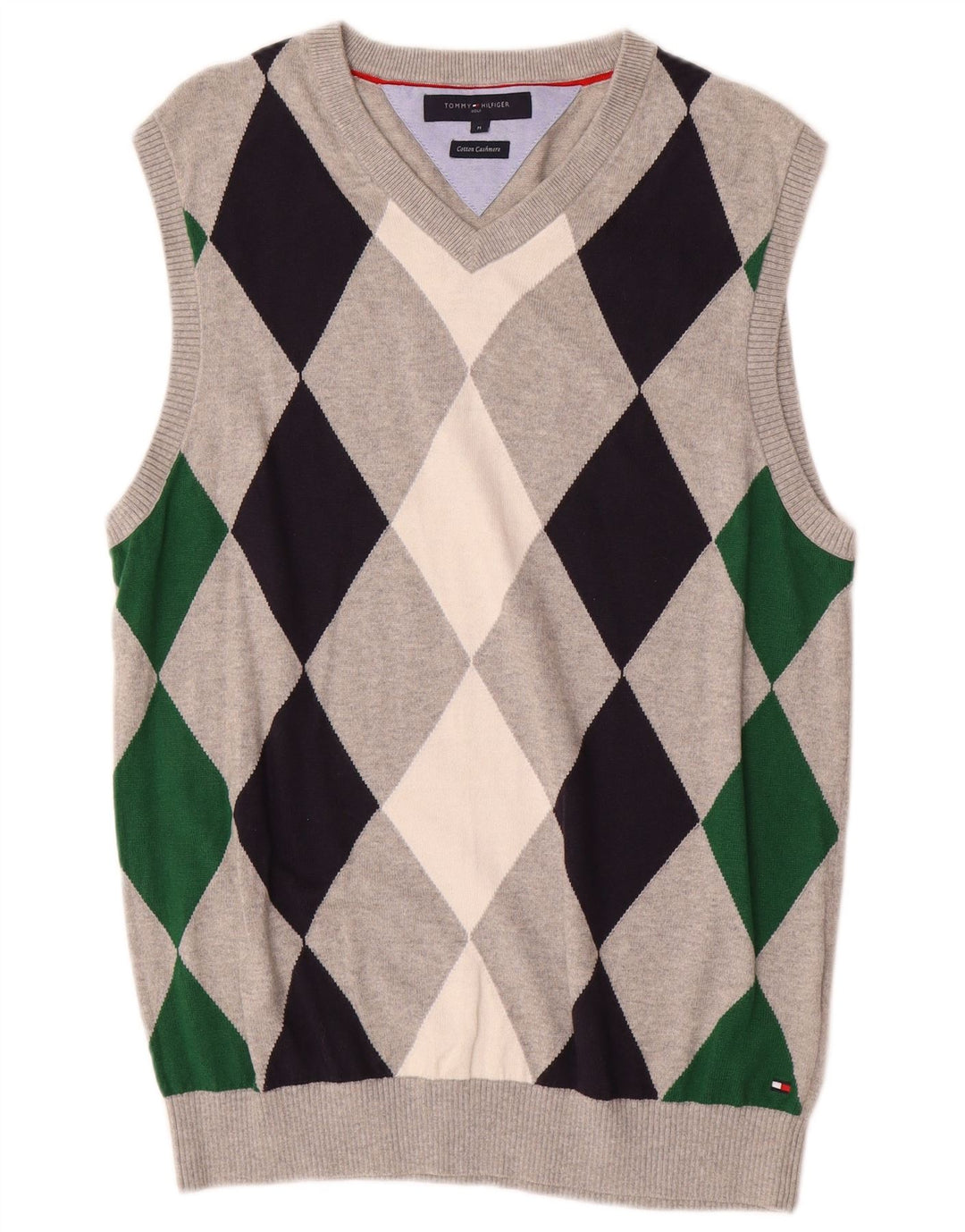 TOMMY HILFIGER Herren Weste Tank Top Mittelgrau Argyle/Diamant Baumwolle