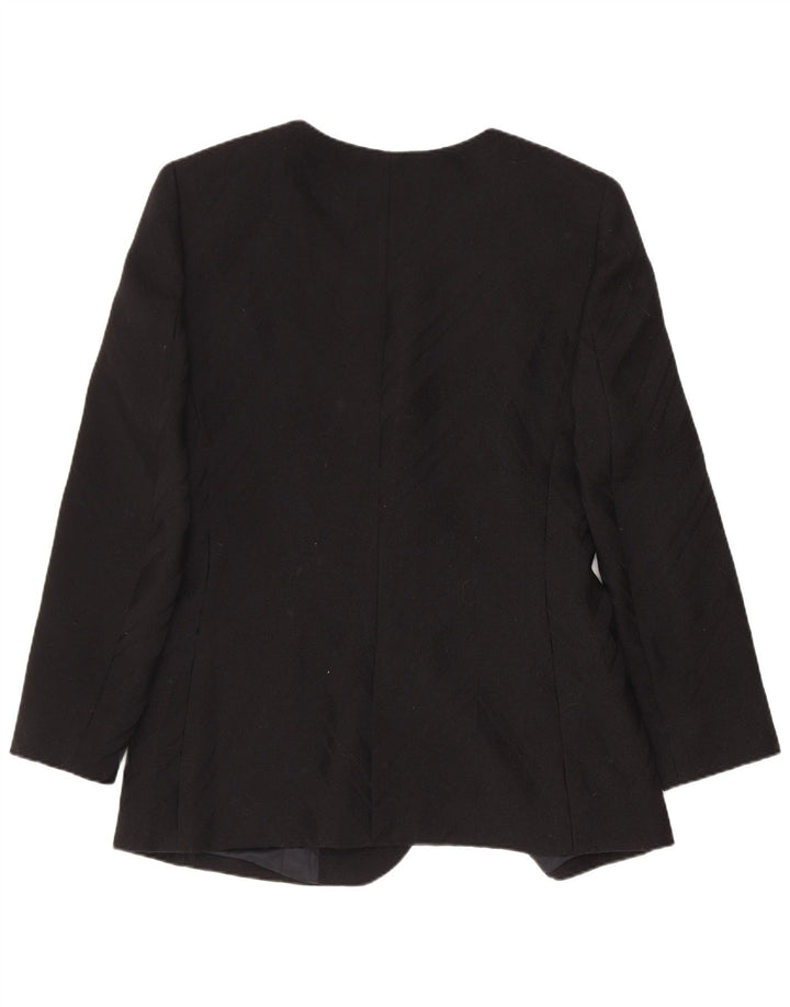 Gai Mattiolo Damen 1-Knopf-Blazerjacke IT 46 Große schwarze Schurwolle