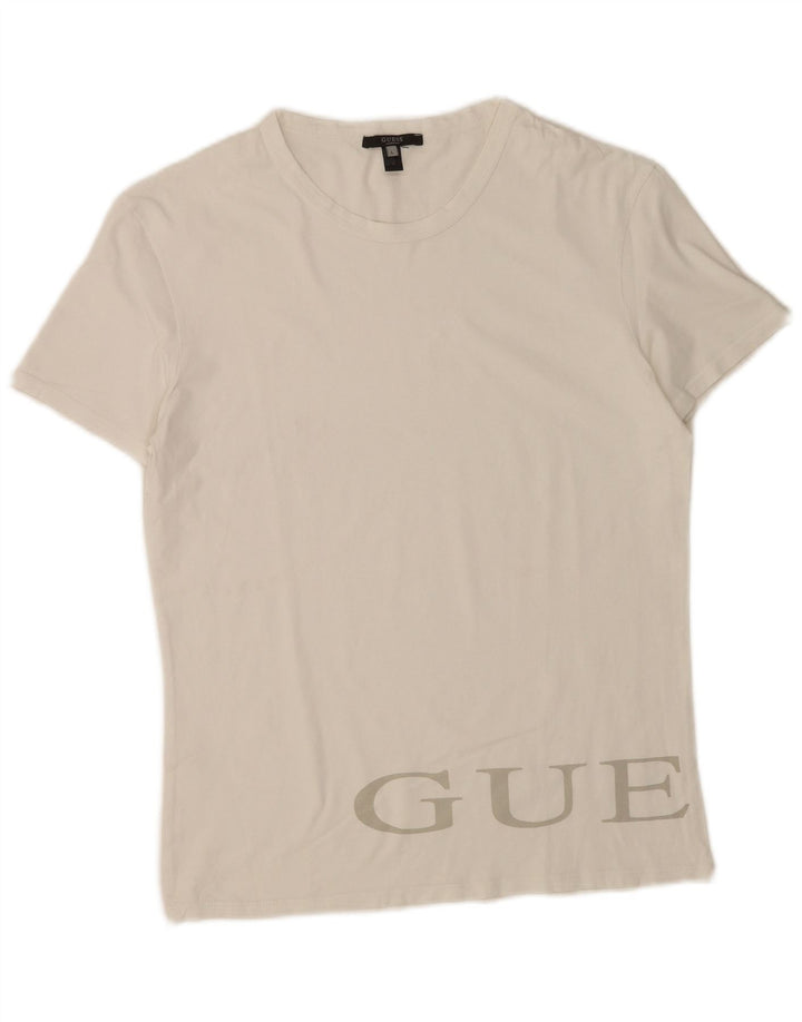 Guess Herren-T-Shirt mit Grafik, Größe L, aus weißer Baumwolle