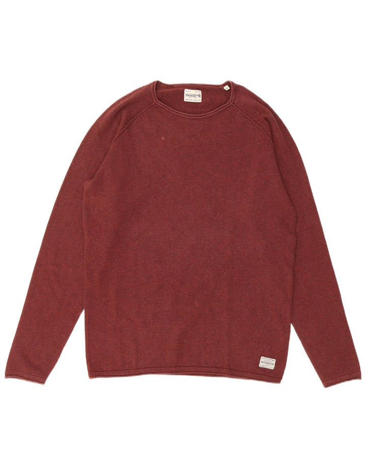 Jack & Jones Herren-Pullover mit Rundhalsausschnitt, mittlerer burgunderroter Baumwolle