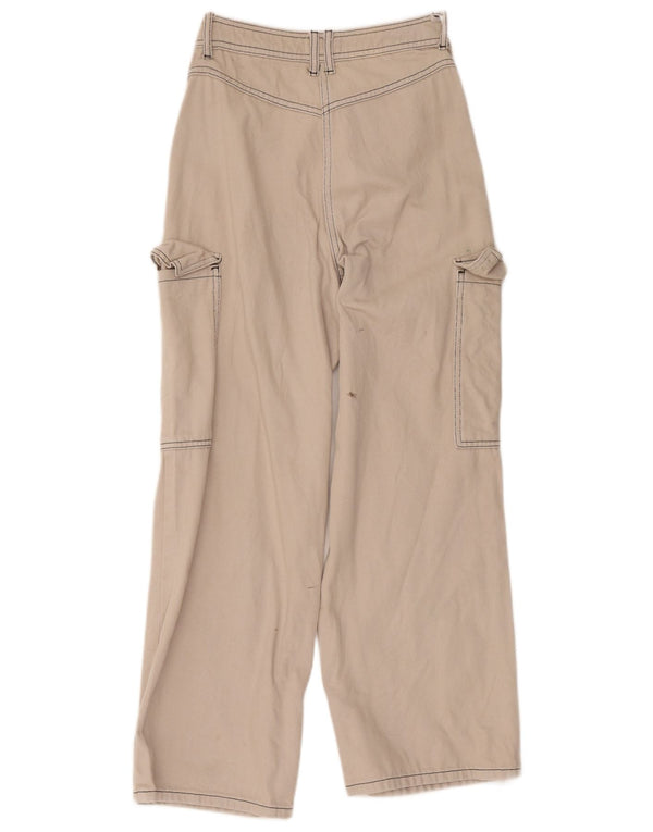 Topshop Damen-Cargohose mit hoher Taille und weitem Bein, Gr. 8, Größe S, W28, L26, Beige