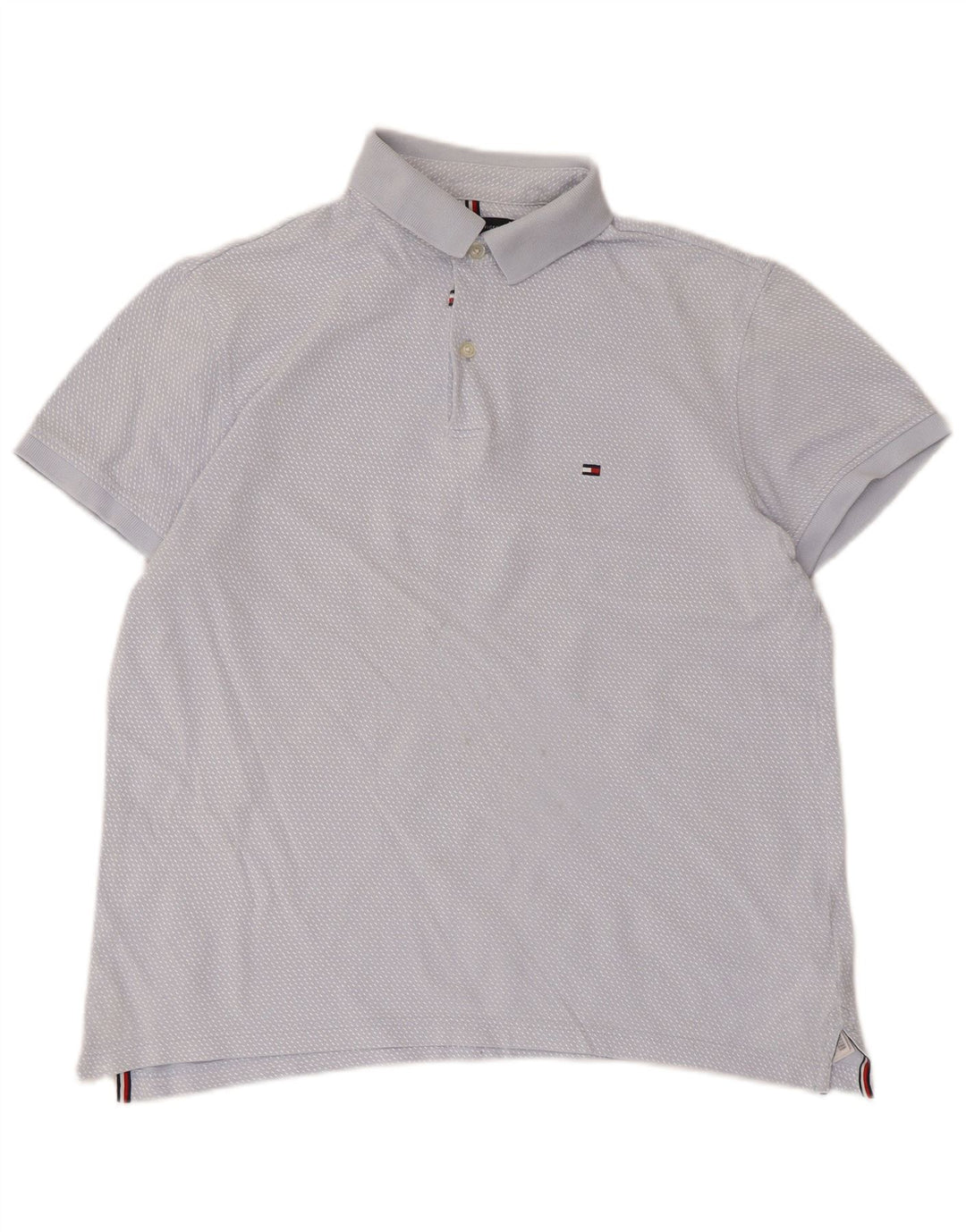 Tommy Hilfiger Herren-Poloshirt aus mittelblau gepunkteter Baumwolle