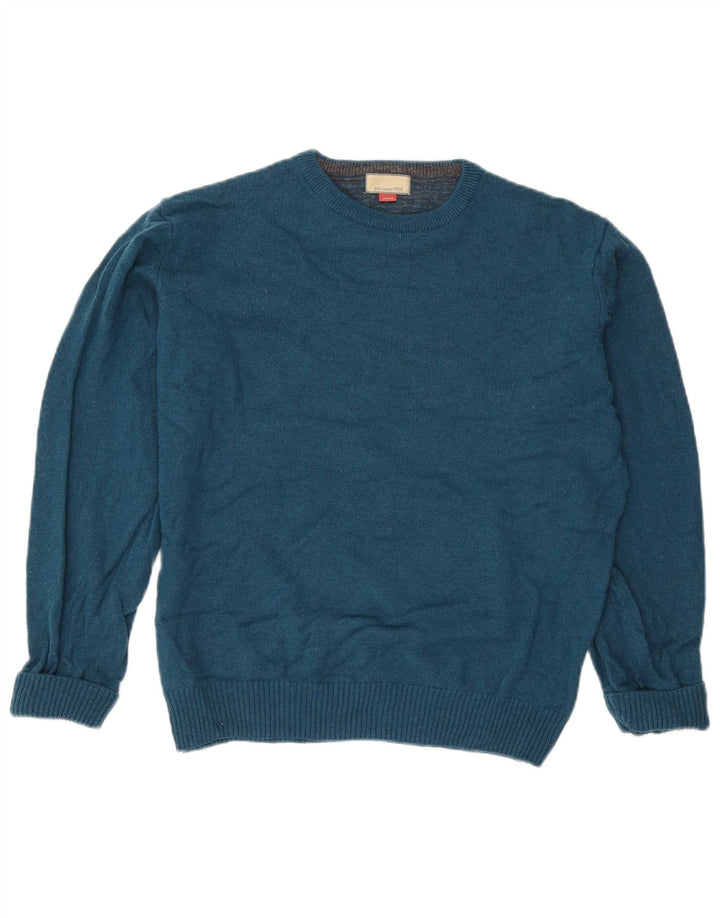John Lewis Herren-Pullover mit Rundhalsausschnitt, Größe S, Blau, Merinowolle
