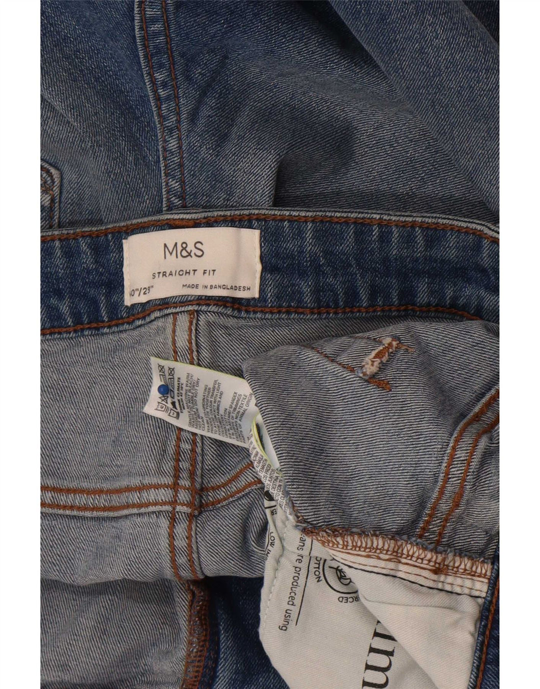 Marks & Spencer Herren Straight Jeans W40 L29 Blaue Baumwolle