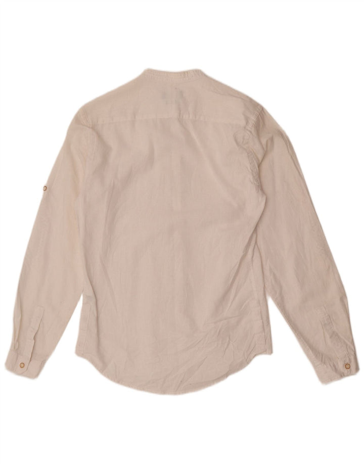 Zara Herren Slim Fit Hemd Small Weiß Leinen