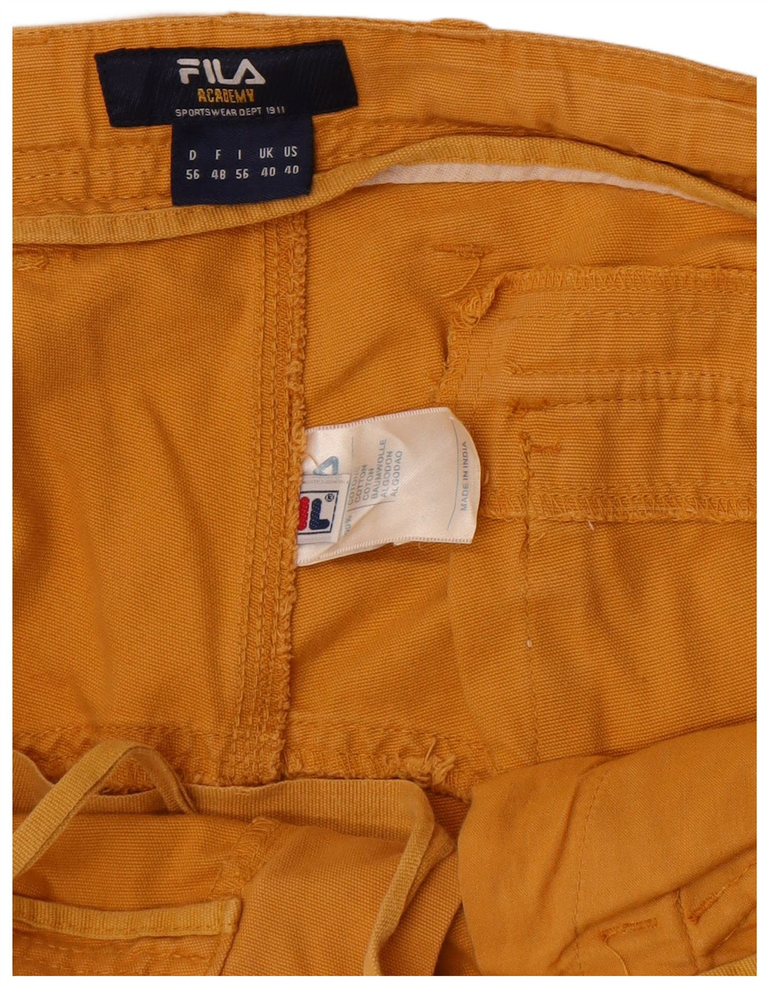 Fila Herren Cargoshorts W40 XL Gelbe Baumwolle