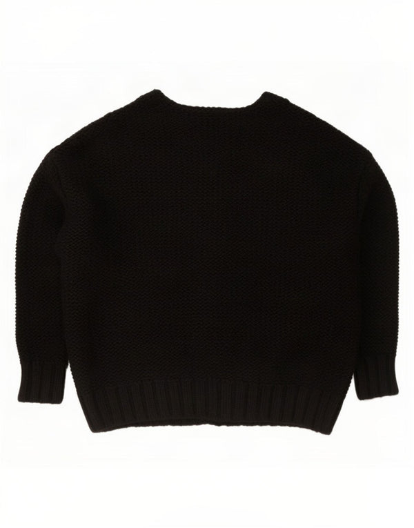 Zara Damen-Pullover, übergroß, U-Boot-Ausschnitt, Gr. 10, Small, Schwarz, Acryl