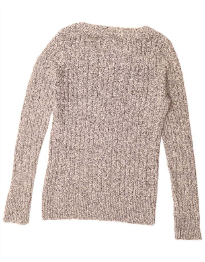 SUPERDRY Damen-Pullover mit U-Boot-Ausschnitt, UK-Größe 44, Größe L, grau meliert, Baumwolle