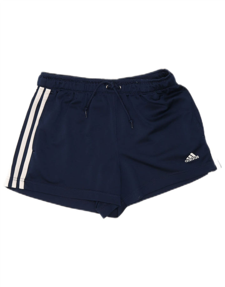 Adidas Damen Sportshorts UK 10 Small Marineblau gestreift Polyester