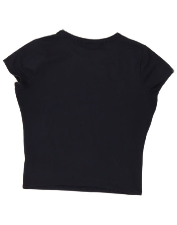 Hollister Damen Crop T-Shirt Top UK 14 Large Schwarz Polyester