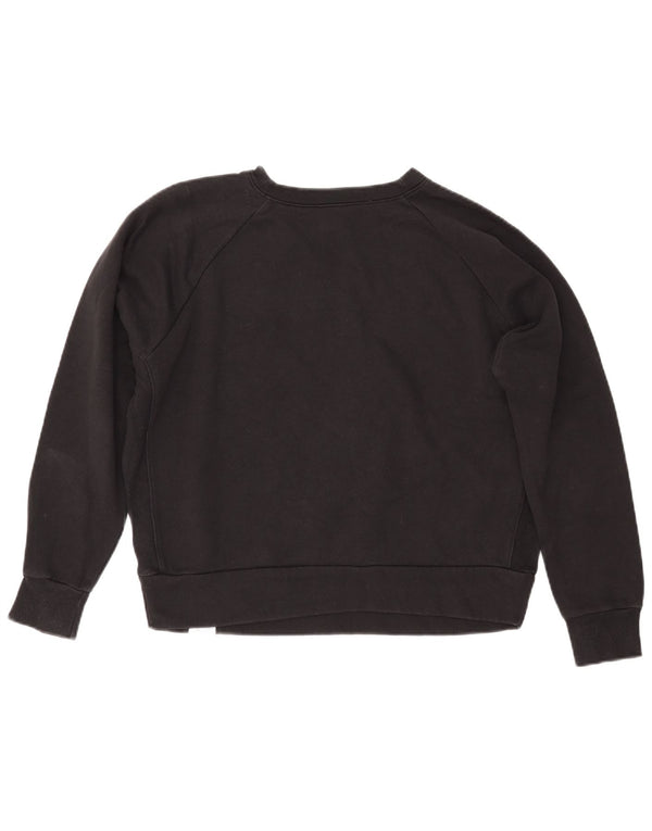 REEBOK Damen Grafik-Sweatshirt-Pullover UK 14 Mittelschwarze Baumwolle