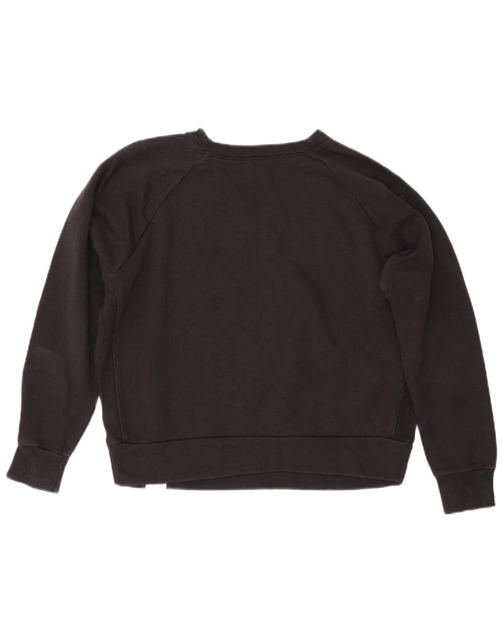 REEBOK Damen Grafik-Sweatshirt-Pullover UK 14 Mittelschwarze Baumwolle