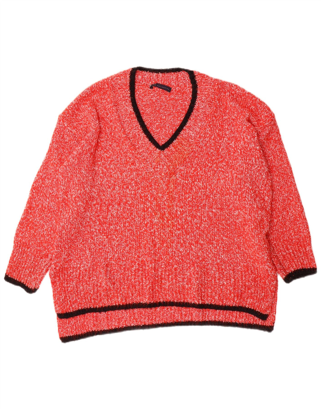 Marks & Spencer Damen-Pullover mit V-Ausschnitt, UK 16, Größe L, Rot, Polyester