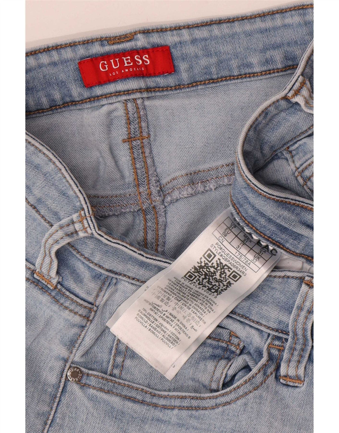 Guess Damen Distressed Slim Jeans W33 L27 Blaue Baumwolle