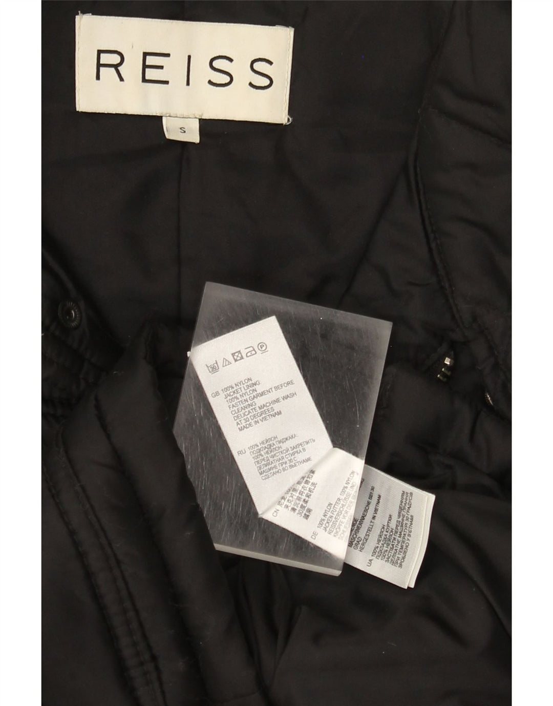 Reiss Herren Steppjacke UK 36 Small Schwarz Nylon
