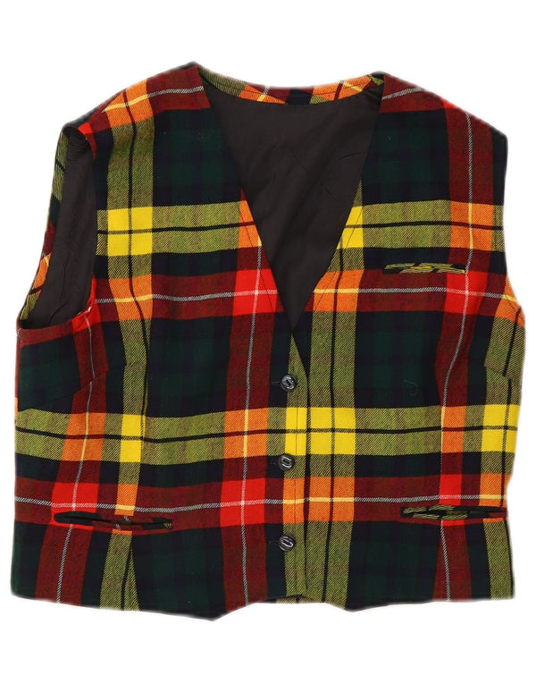 Vintage Damen Weste UK 12 Medium Mehrfarbig kariert