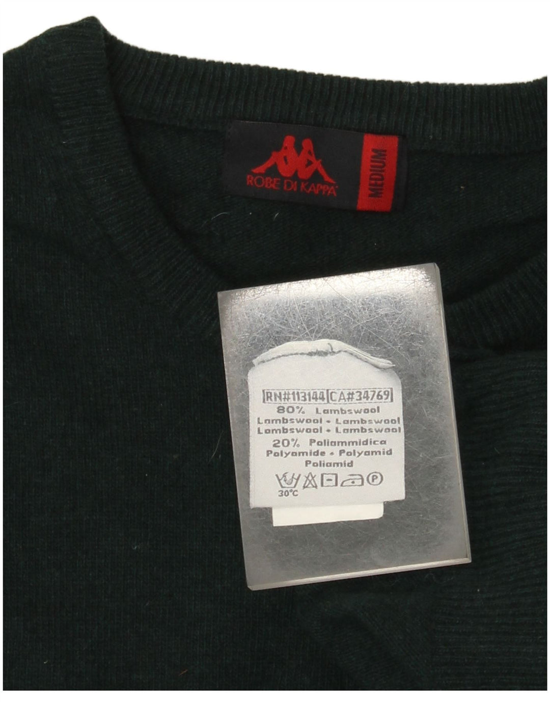 Kappa Herren-Pullover mit Rundhalsausschnitt, mittelgrüne Lammwolle