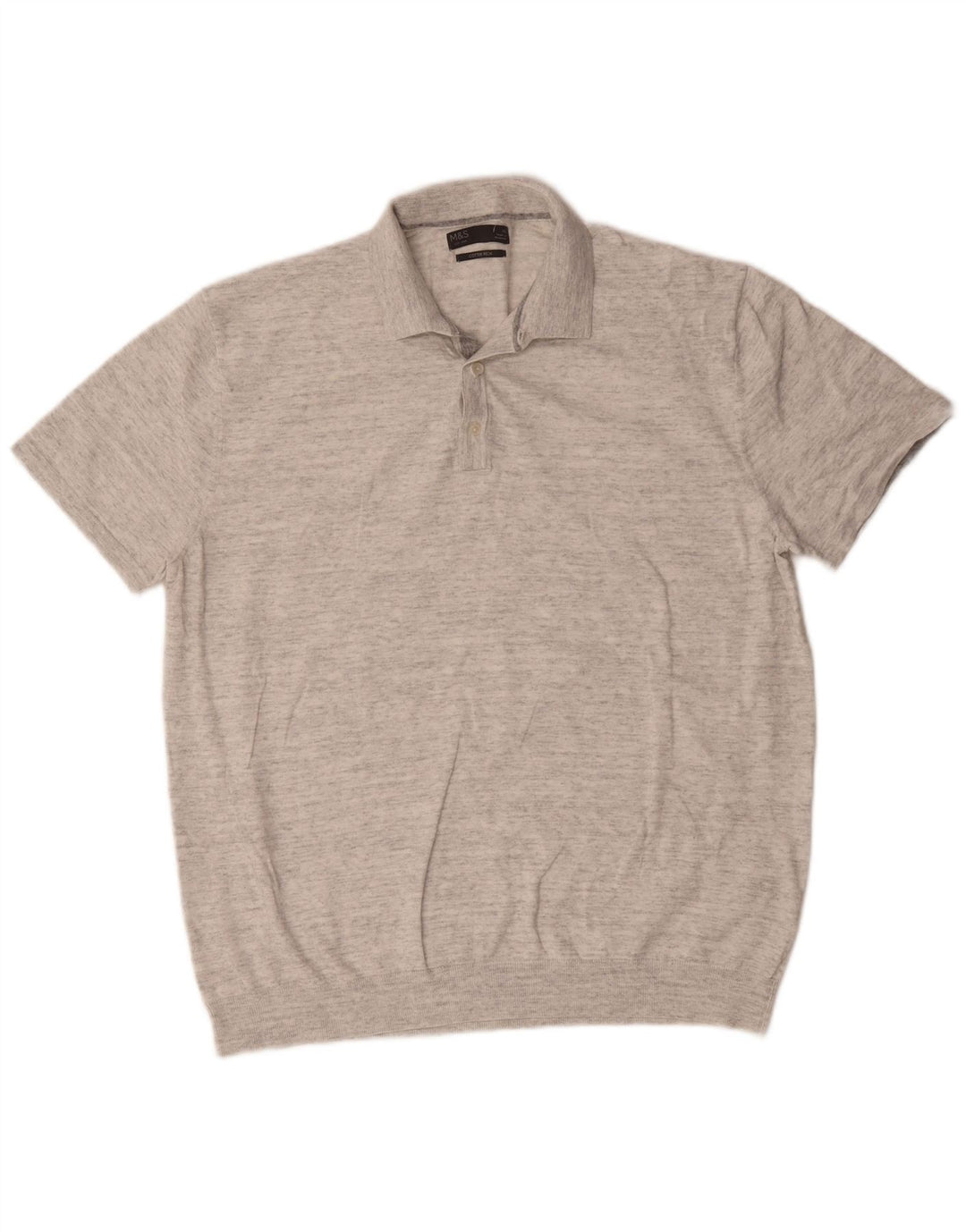 Marks & Spencer Herren-Poloshirt XL, grau gefleckte Baumwolle