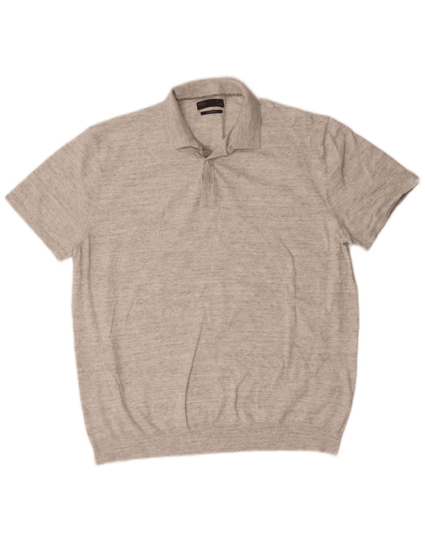 Marks & Spencer Herren-Poloshirt XL, grau gefleckte Baumwolle