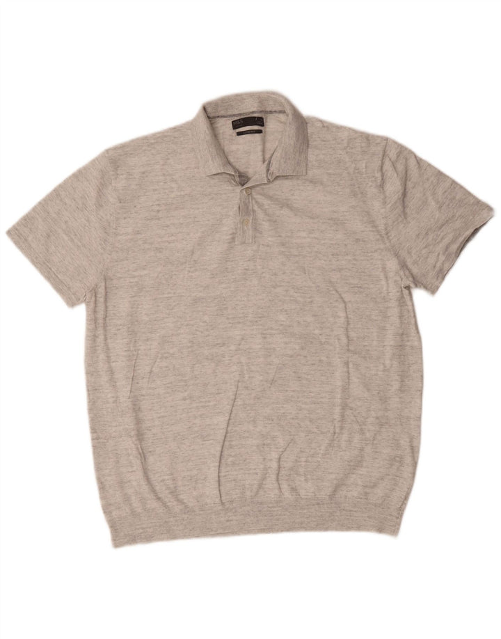 Marks & Spencer Herren-Poloshirt XL, grau gefleckte Baumwolle