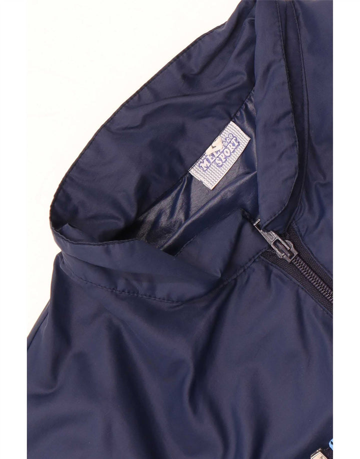 Vintage Herren-Trainingsanzug-Top-Jacke, groß, marineblau, Farbblock