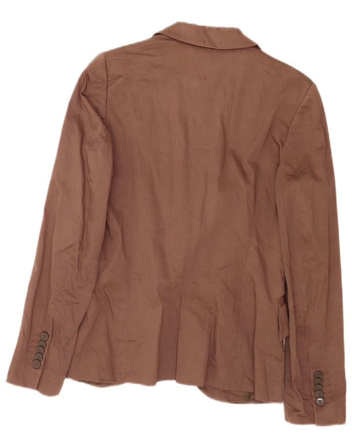 Zara Damen 1-Knopf-Blazer-Jacke, UK 10, kleine braune Baumwolle