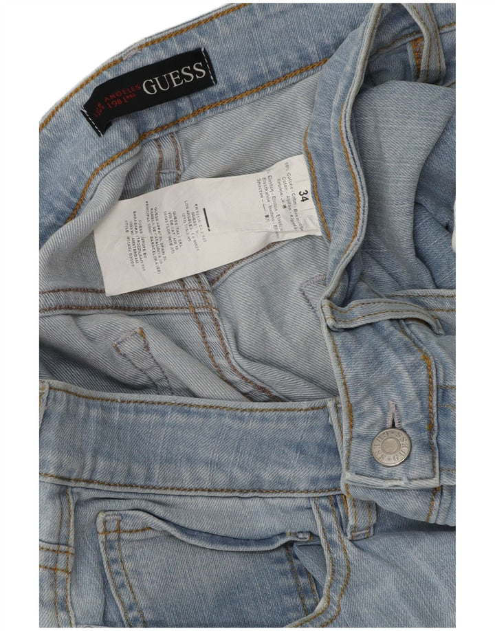 Guess Herren Straight Jeans W34 L34 Blaue Baumwolle