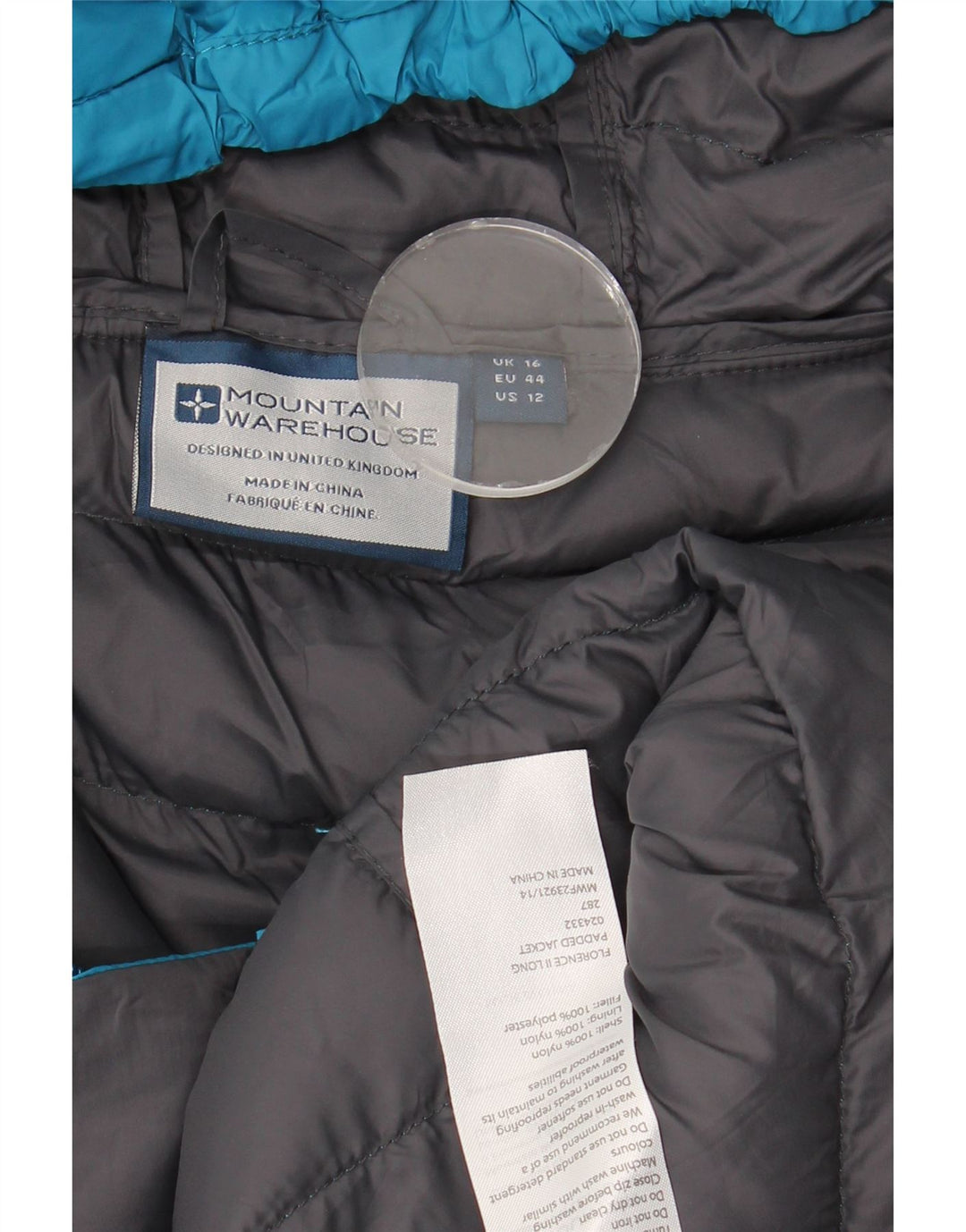 Mountain Warehouse Lang geschnittener, wattierter Damenmantel, UK 16, Größe L, aus blauem Nylon