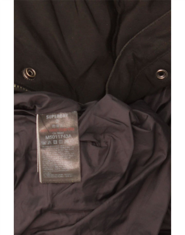 SUPERDRY Wattierte Herrenjacke mit Kapuze, UK 36, Größe S, Schwarz, Polyester