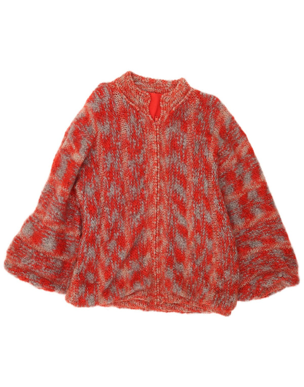 Vintage Damen-Strickjacke in Übergröße, Gr. 16, groß, rot gefleckt
