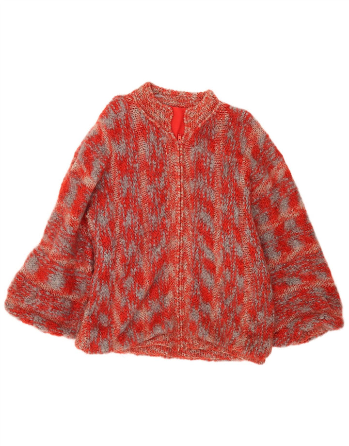 Vintage Damen-Strickjacke in Übergröße, Gr. 16, groß, rot gefleckt