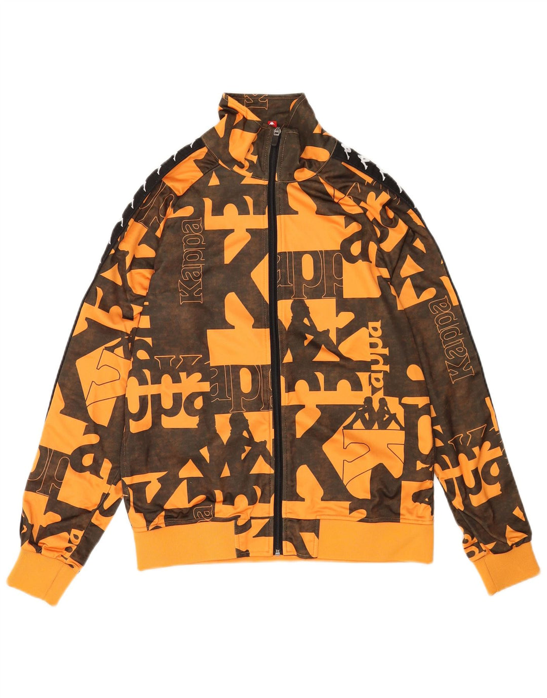 Kappa Herren-Trainingsanzug mit grafischem Oberteil, klein, orange, geometrisches Polyester