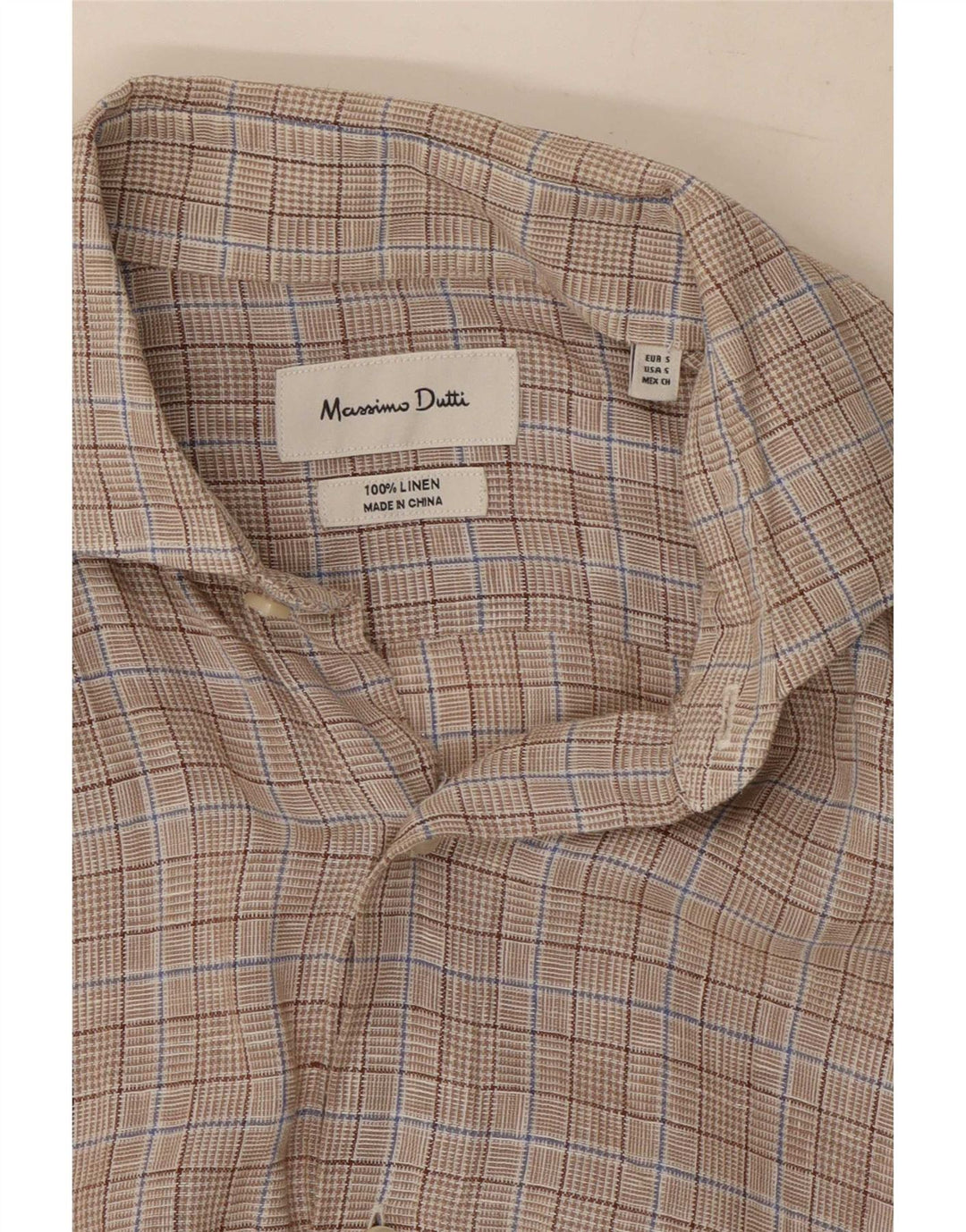Massimo Dutti Herrenhemd, kleines, grau kariertes Leinen