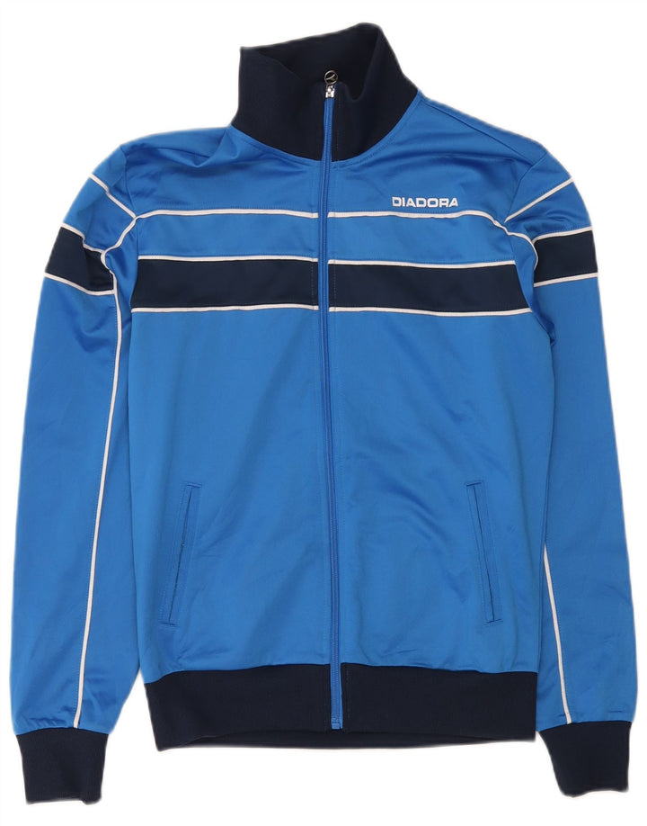 Diadora Herren-Trainingsanzug-Oberteil, Jacke, klein, blaues Farbblock-Polyester