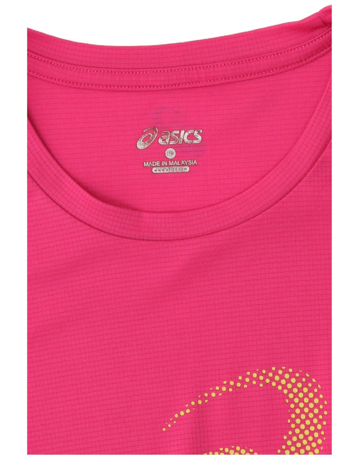 Asics Damen Grafik T-Shirt Top UK 10 Small Pink