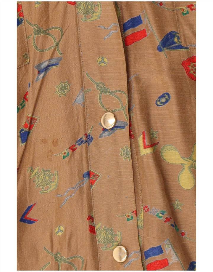 Vintage Damen Hemdkleid mit abstraktem Muster EU 44 XL Braun Geometrisch