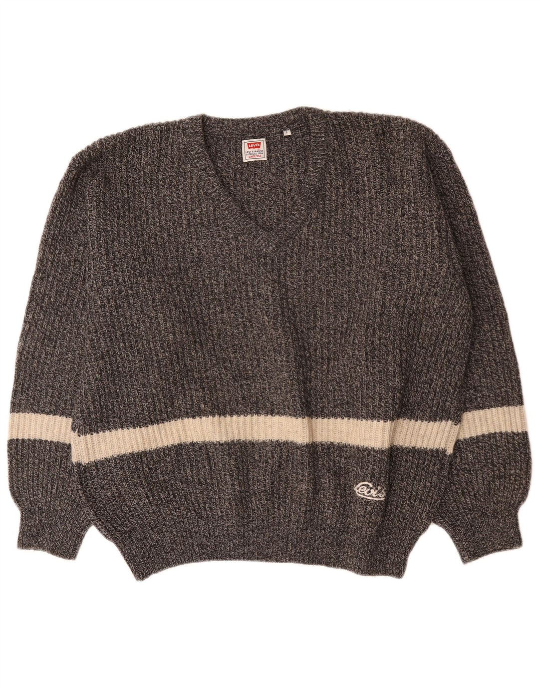 Levi's Herren-Pullover mit V-Ausschnitt, groß, graue Farbblock-Wolle