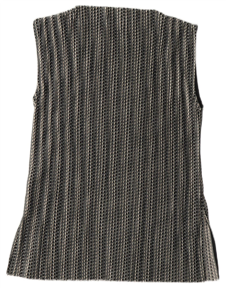 Cos Ärmelloses Damen-Blusenoberteil UK 14 Mittelschwarzes geometrisches Polyester